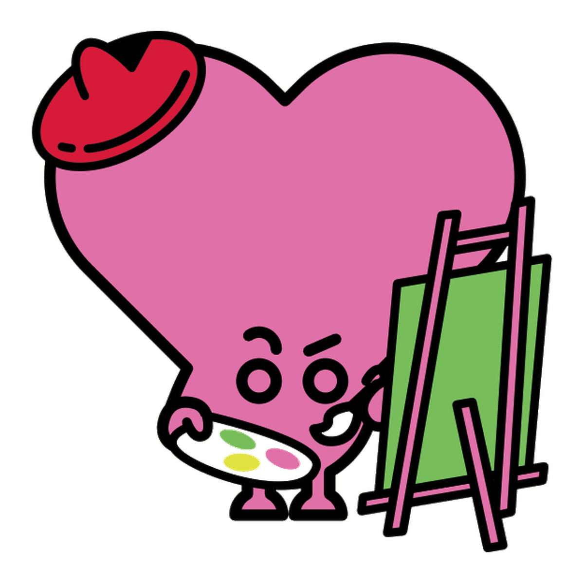 I DearCrafts & Flower mascot painting at the studio easel