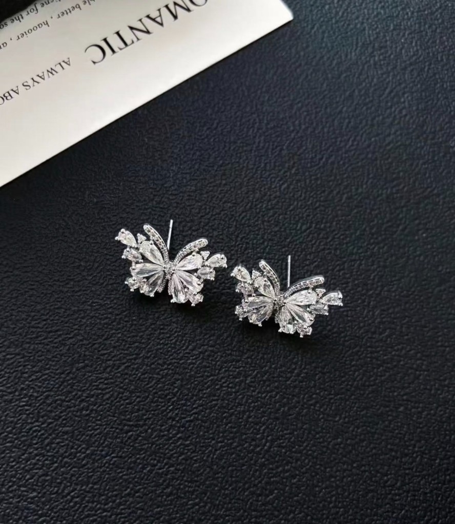 Crystal Butterfly Stud Earrings