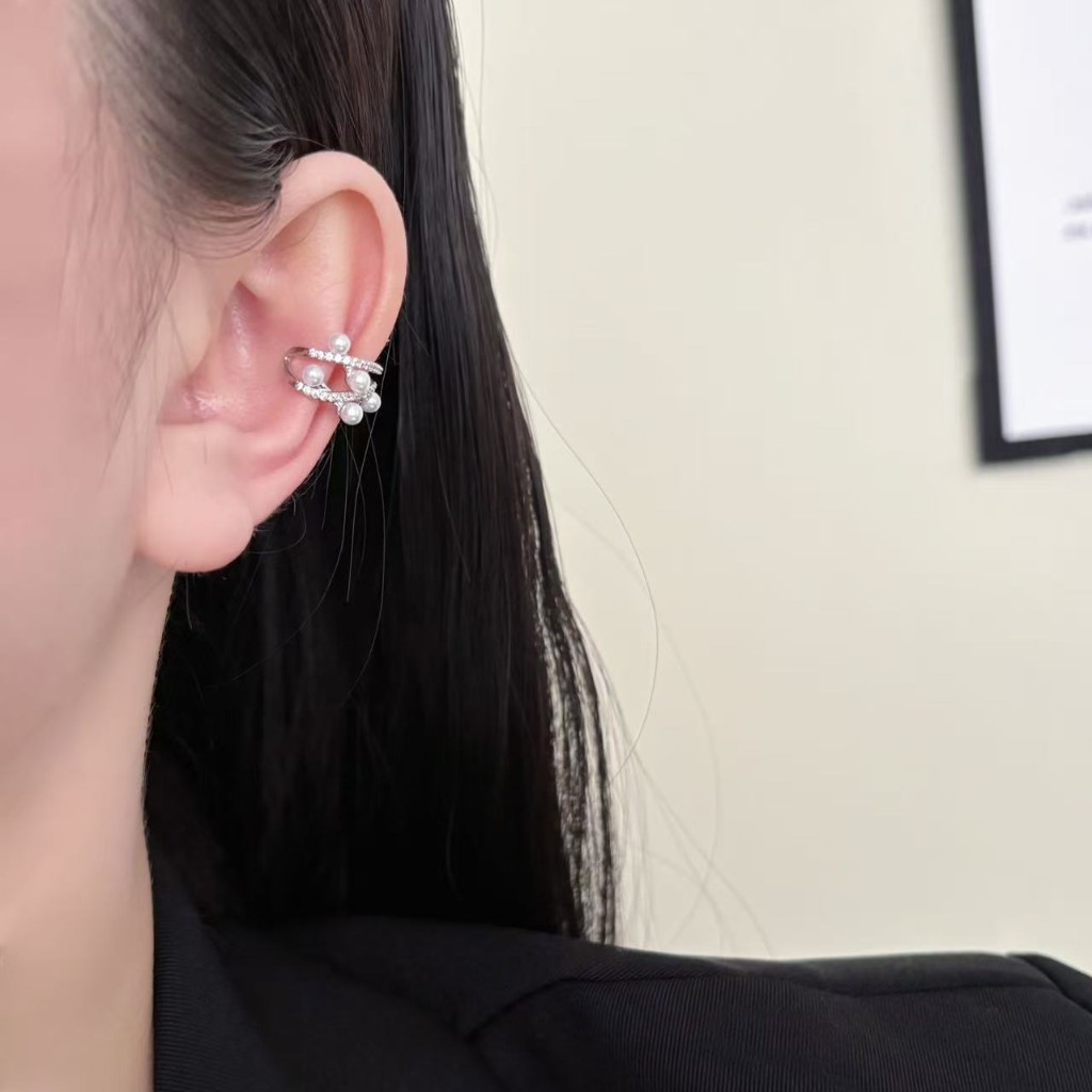 Pearl & Pavé Cross Ear Cuff
